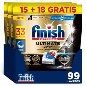 Finish Ultimate Plus 99 Pastillas para lavavajillas, Formato 3x 33 Uds [14.39€ PRECIO NUEVO USUARIO]