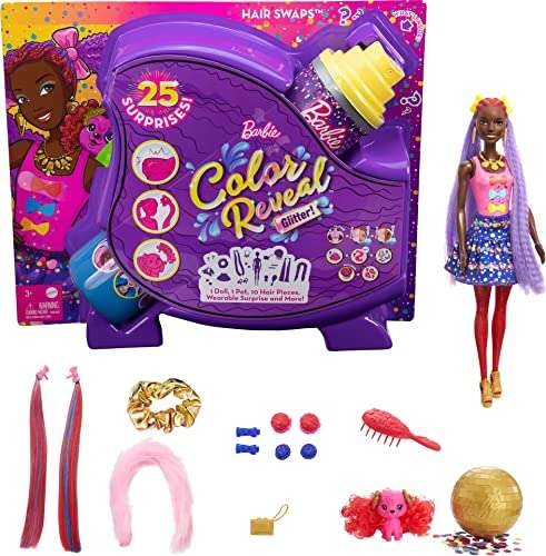 Barbie Color Reveal, con accesorios para el pelo y mascota