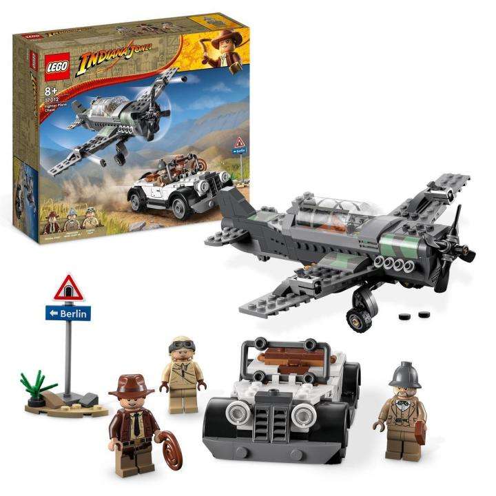 LEGO Indiana Jones 77012 Persecución del Caza; con un coche y un avión de juguete para construir y 3 minifiguras (387 piezas)