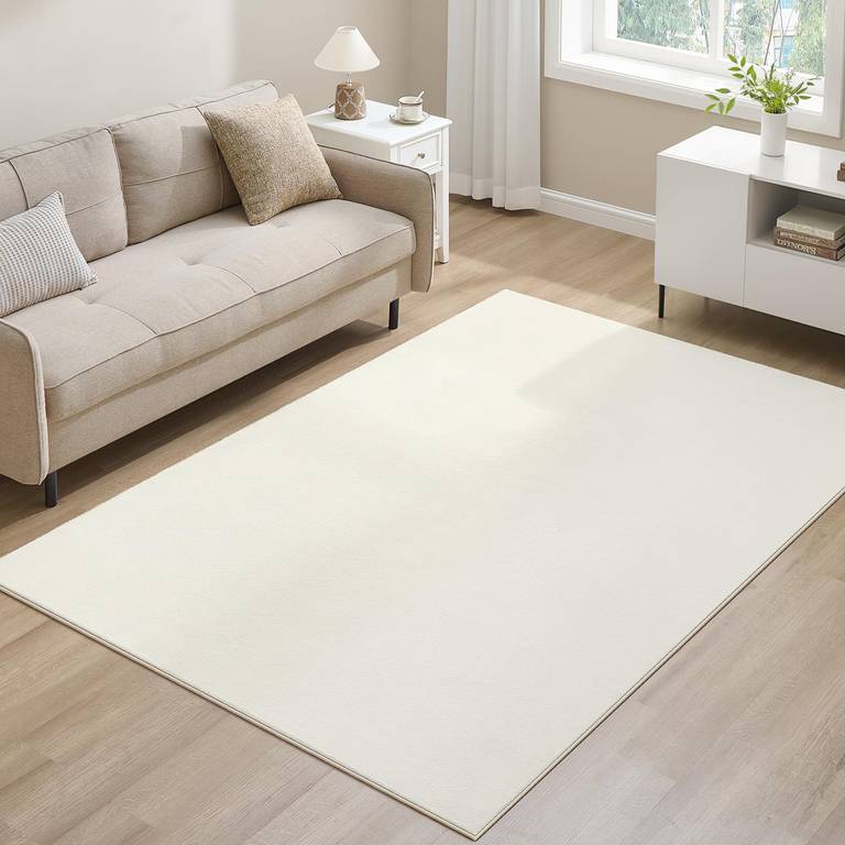 Alfombra Lavable SONGMICS 160 x 230 cm (Antideslizante | Estilo Moderno | Blanco Crema)