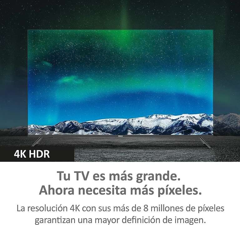 TV 55" LED Haier 4K H55K702UG - Smart TV, HDR 10, Dolby Audio, Google Assistant, Bluetooth 5.1, DBX TV, Sin Marcos -Tb Amazon