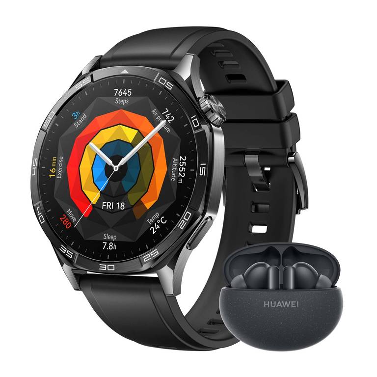 HUAWEI Watch GT 5 46 mm + FreeBuds 5i Negro | Smartwatch Deportivo con 14 Días de Batería y Auriculares ANC