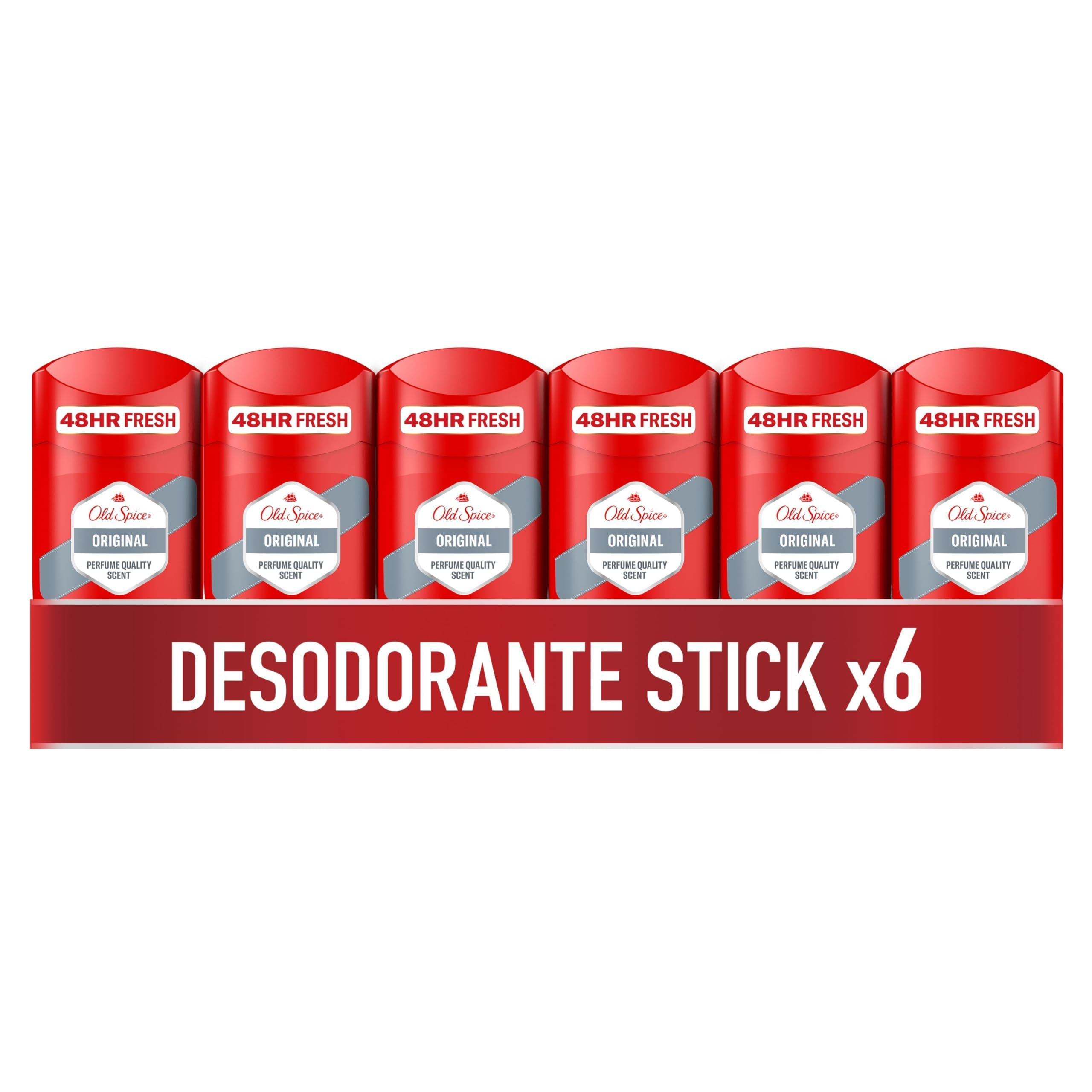 Old Spice Original Desodorante En Barra Para Hombres 50 ml x 6, Fresco 24 Horas, Todos Los Días Con Uso Diario, Perfume Duradero