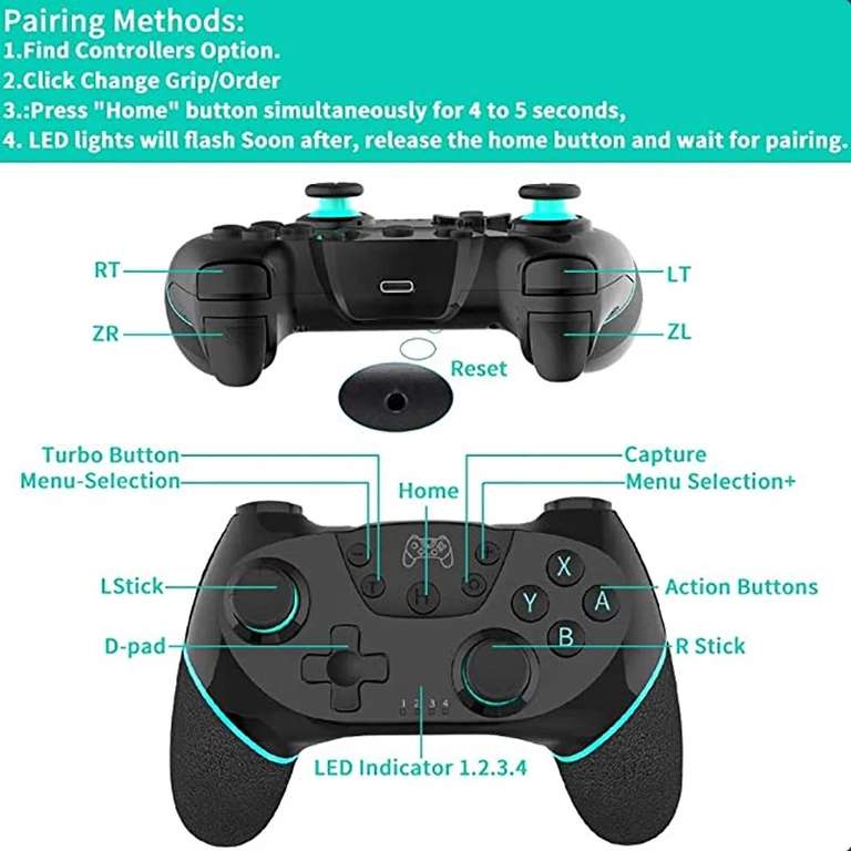MicroData Bluetooth Gamepad para Nintendo switch Pro