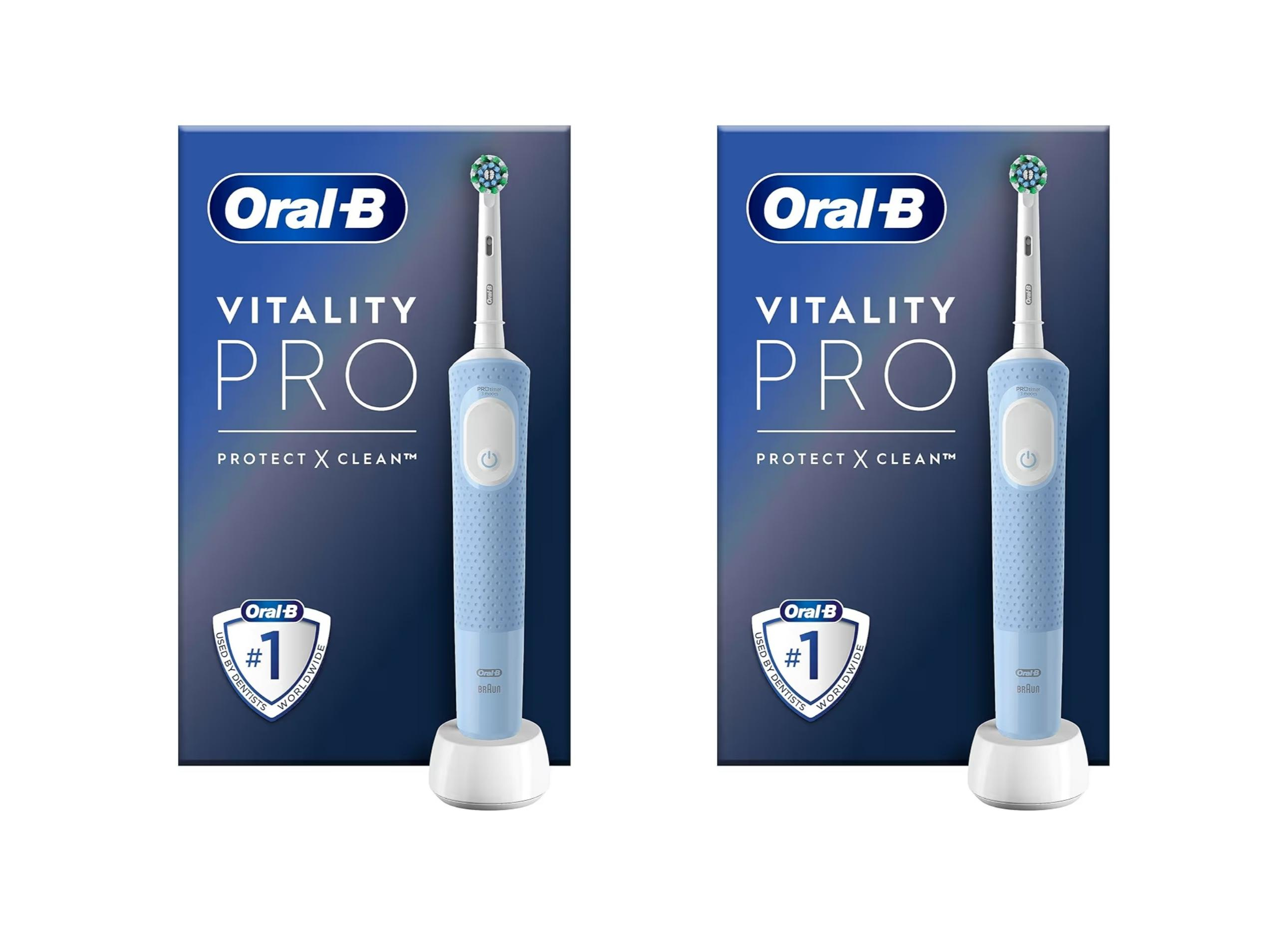 Añadir 2 unidades. Oral-B Vitality Pro . 3 modos de cepillado incluyendo sensibilidad de las encías, temporizador integrado, cargador.