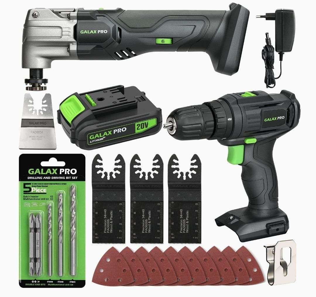GALAX PRO Kit combinado inalámbrico 20 V, taladro eléctrico de 2  velocidades + herramienta oscilante » Chollometro