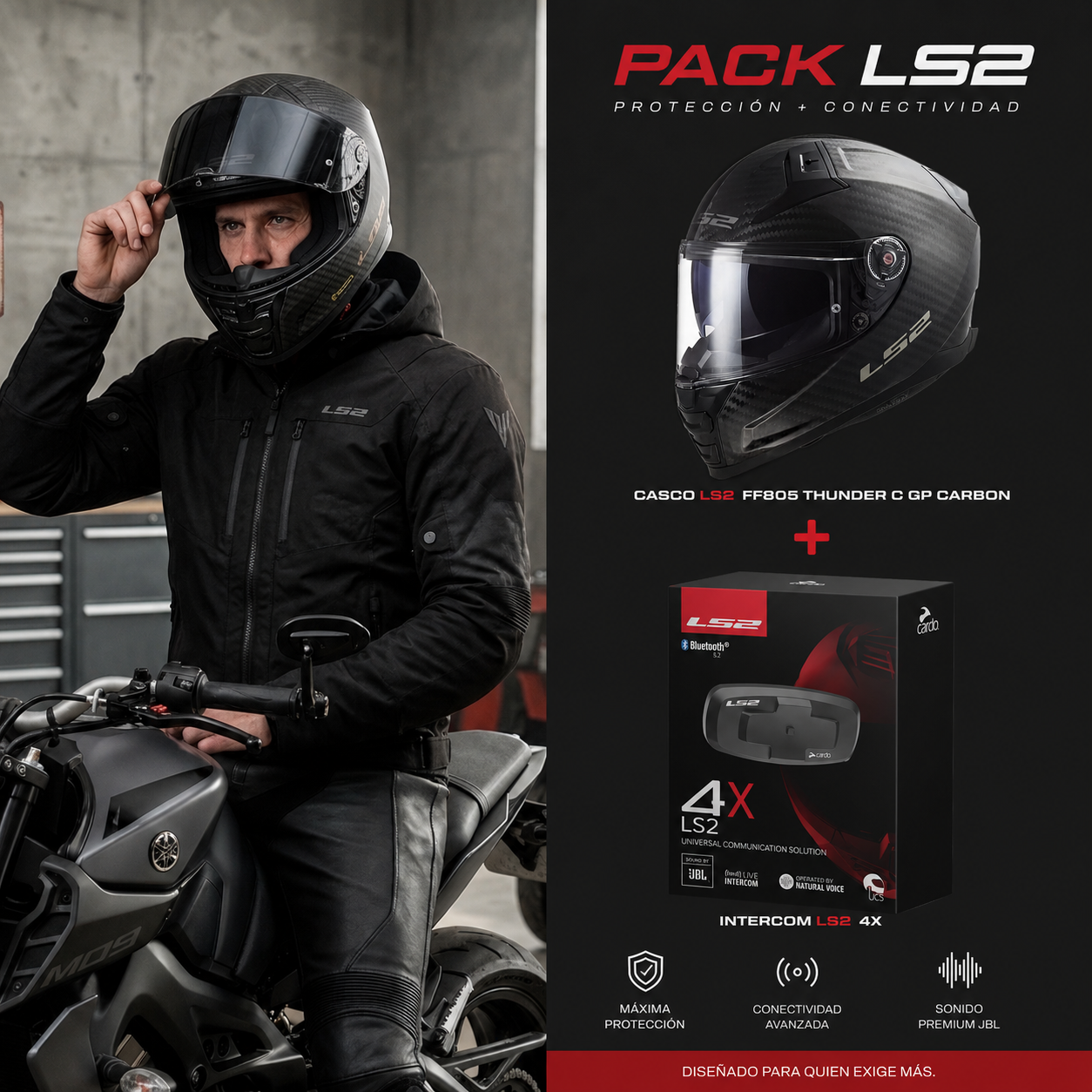 [PACK] Casco LS2 Vector II CARBONO + Intercom LS2 4X | ECE22.06 | 2 pantallas + PinLock | Tallas 2XS, XS, L, XL, 3XL y 4XL