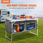 VEVOR Mueble de Cocina para Camping 120x47x70 cm Armario de Camping Plegable Portátil Estructura de Aluminio Altura Ajustable