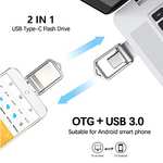 TOPESEL Pendrive 128Gb USB C 3.0 OTG USB Stick 2 en 1. Impermeable