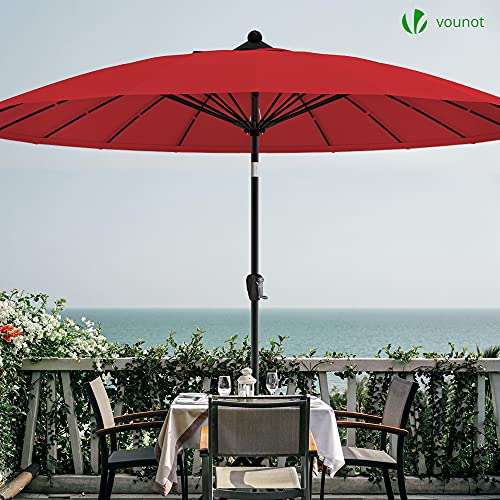 VOUNOT 270 cm Shanghai Sombrilla Jardín, Parasol Terraza Inclinable con Manivela, Protección UV