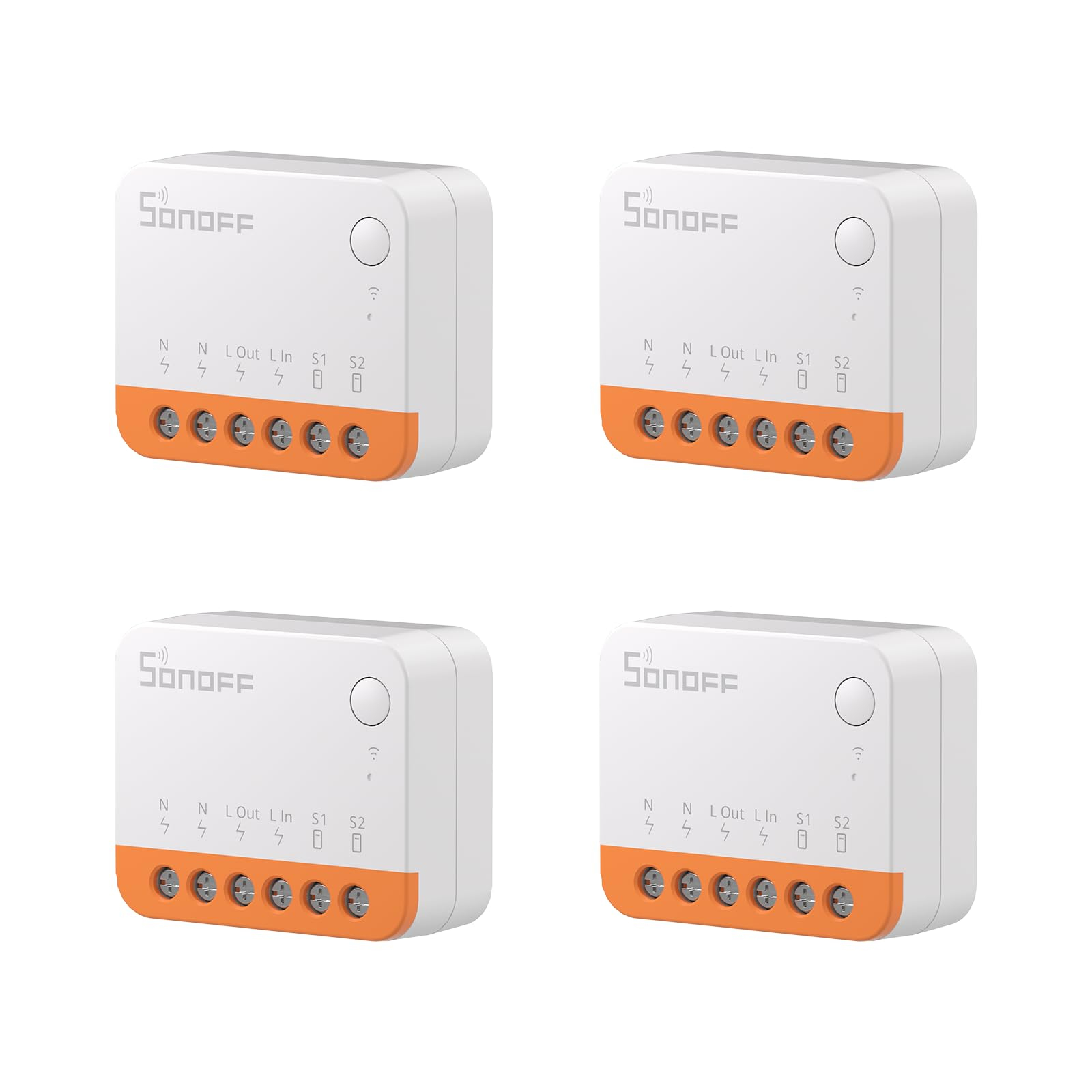 Interruptor WiFi Inteligente de 2 Vías, SONOFF MINIR4 4PCS mini Interruptor Inteligente Wifi, Control APP