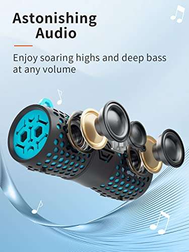 HEYSONG Bluetooth Box, Music Box Bluetooth Speaker with IPX7 Water Protection Stereo Sound Intensive Bass, Bluetooth 5.0