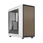 Fractal Design North Chalk White Tempered Glass Clear - Wood Oak Front - Glass Side Panel - Two 140mm Aspect PWM Fans Included