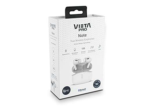 Auricular Note de Vieta Pro. con Bluetooth 5.1, cancelación de Ruido -30dB, micrófono Integrado, Resistencia al Agua IPX4 y hasta 20 Horas