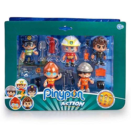 Pinypon Action Set De 5 Figuras Series 2 con Accesorios para Niños Y Niñas De 4 A 8 Años, Color/Modelo Surtido + Policía Vehículos De Acción