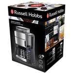 Russell Hobbs Cafetera de Goteo Grind & Brew - 10 Tazas, Jarra Cristal 1,25L, Molinillo para 250 g, 3 Niveles Molienda, Selector Intensidad