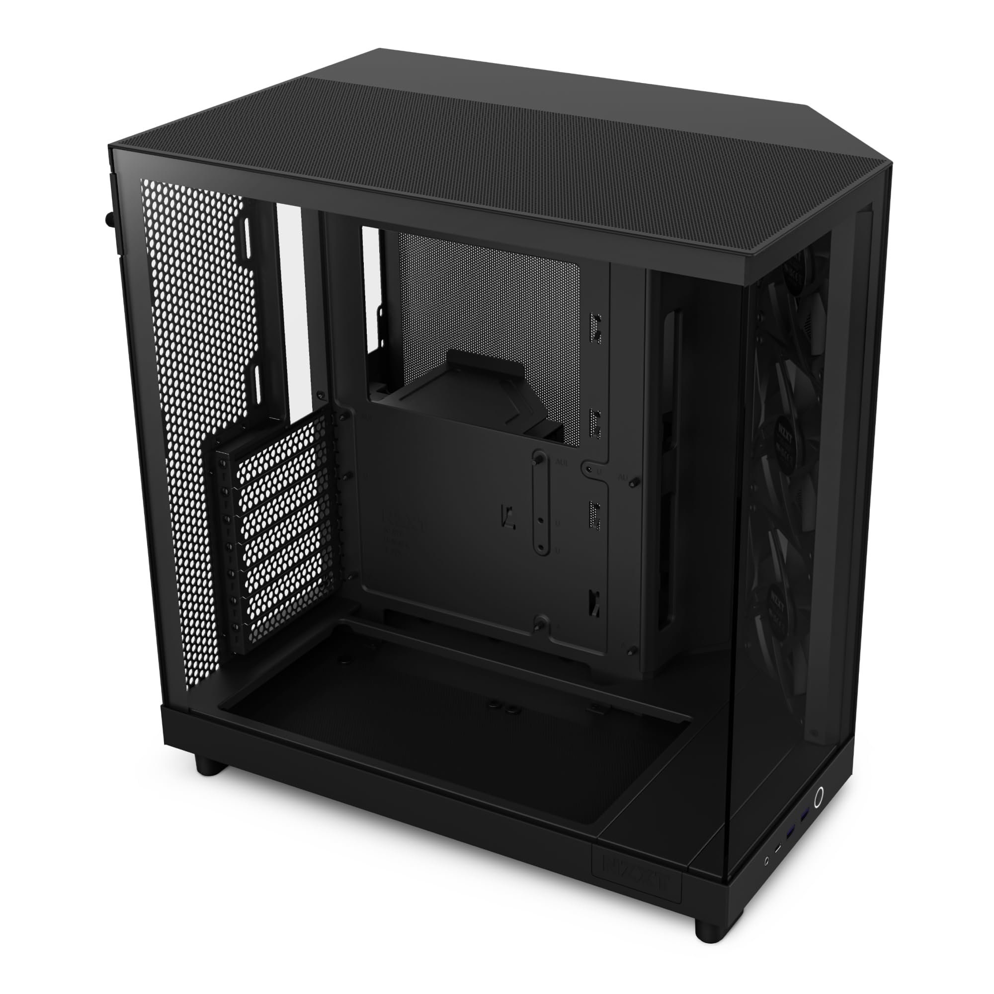 Caja PC NZXT H6 Flow ATX Compacta Doble Cámara | 3x F120Q 120 mm | Cristal Panorámico | Negro