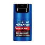 L'Oréal Crema hidratante para hombre, Antiarrugas y antienvejecimiento, Con ácido hialurónico hidratante para el envejecimiento, 50ml