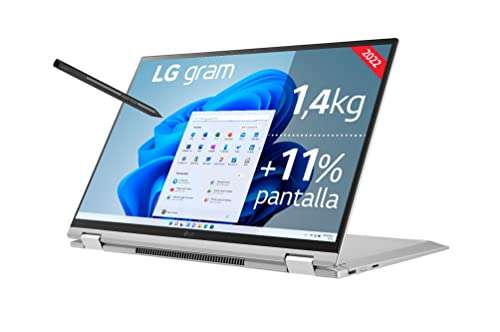 LG gram 16T90Q-G.AA79B - Ordenador Portátil Ultraligero Convertible 2en1, 16 pulgadas