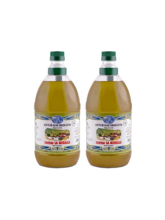 4 litros de aceite de oliva virgen extra Cortijo La Muralla, Variedad Arbequina, 2 Garrafas de 2 L