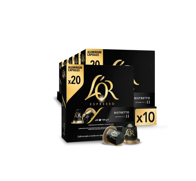 200 Cápsulas L'OR Espresso de Café Ristretto | Intensidad 11 | Compatibles Nespresso