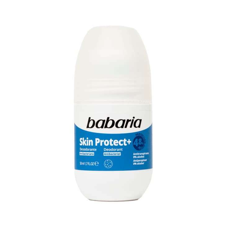 Babaria - Desodorante rollon Skin Protect+ - 0% alcohol - Antitranspirante - 50 ml