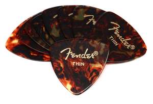 Pack de 12 púas para guitarra Fender 346 Triangle Celluloid Shell thin