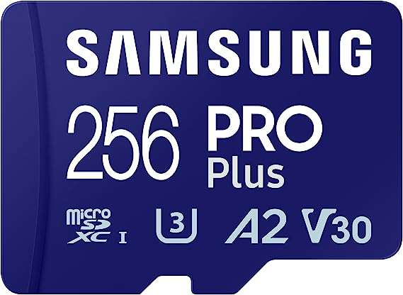 Samsung PRO Plus Tarjeta de memoria MicroSD con Adaptador SD, 256GB, 180 y 130 MB/s