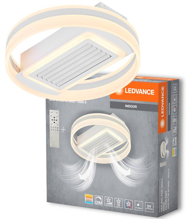 LEDVANCE Plafón/ventilador en forma de anillo; 55W