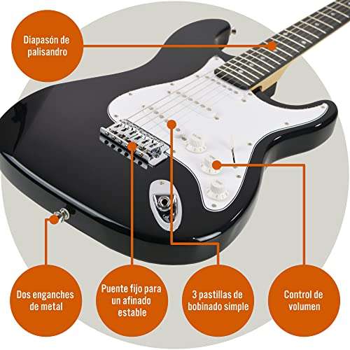 Guitarra eléctrica de 4/4 + amplificador de 10W + afinador + funda + soporte