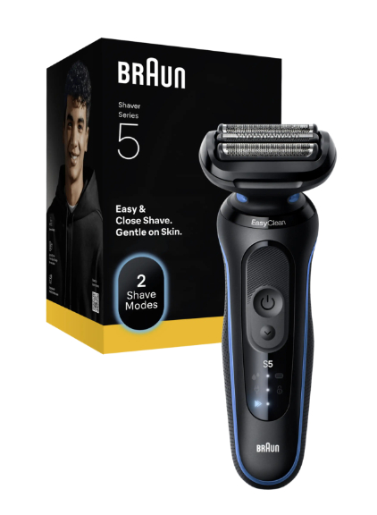 Afeitadora - Braun Afeitadora eléctrica Series 5 52-B1000S, 3 láminas SkinFlex, Modo turbo, 50 min autonomía, Wet&Dry, Azul