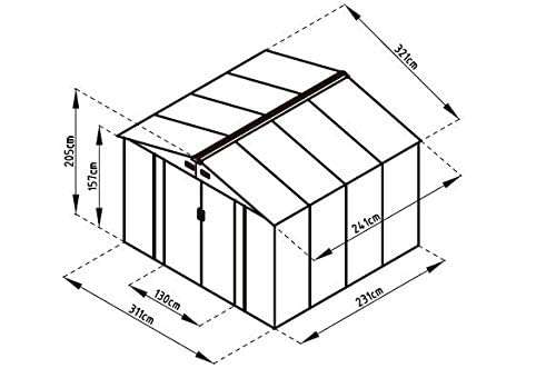 GARDIUN KIS12962 - Caseta Metálica Bristol 7,74 m² Exterior 241x321x205 cm Acero Galvanizado Gris Antracita