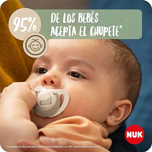 NUK for Nature chupete | 18-36 meses | Chupetes de caucho sostenibles | fabricado con materias primas 98 % naturales | Sin BPA | 2 uds