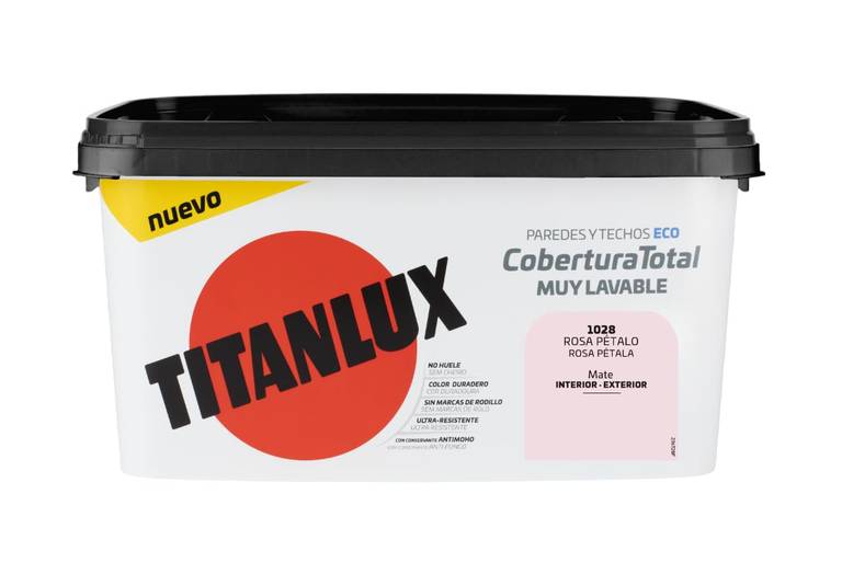 Titanlux Cobertura Total pintura para paredes Rosa Petalo 4L Varios Colores