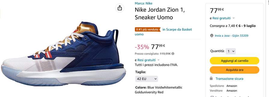 NIKE Jordan Zion 1, Zapatillas Deportivas, Tallas 42,43,46 » Chollometro