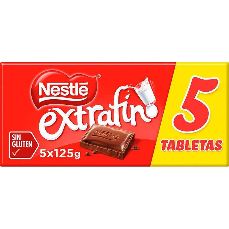 ChoNestle Extrafino pack-5, 125g Chocolate con leche sin gluten pack 5 tabletas 125 gChocolate con leche sin gluten pack 5 tabletas 125 g