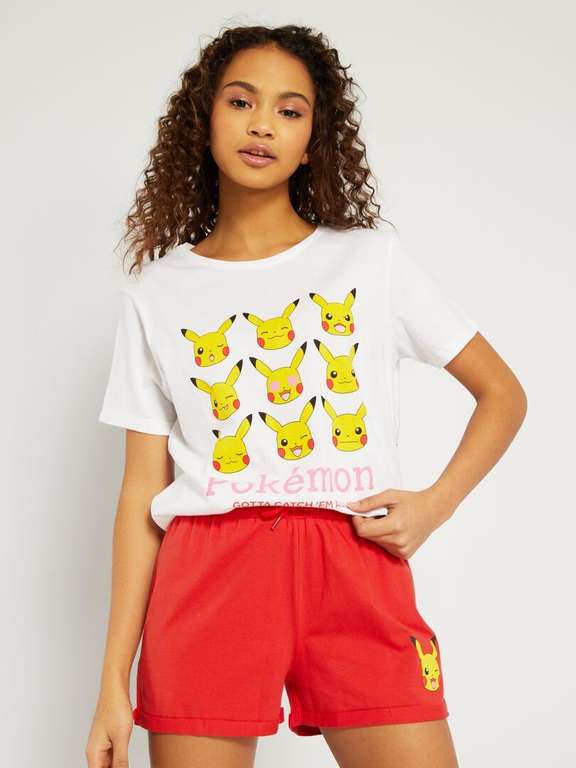Pijama corto de punto 'Pikachu' - 2 piezas - burdeos. XXS y XS