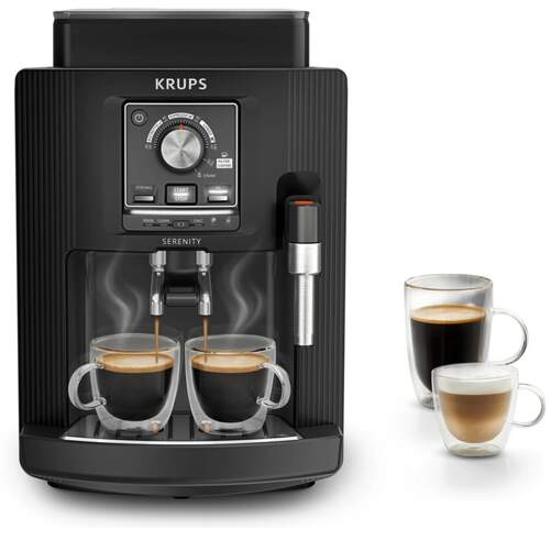 Cafetera Superautomatica Krups EA4008 Serenity (1450W, molinillo ceramico integrando, 15 bares, limpieza automatica)