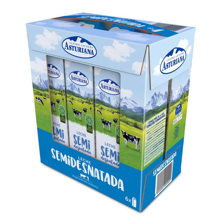 Pack 6x Leche Semidesnatada Central Lechera Asturiana 1L