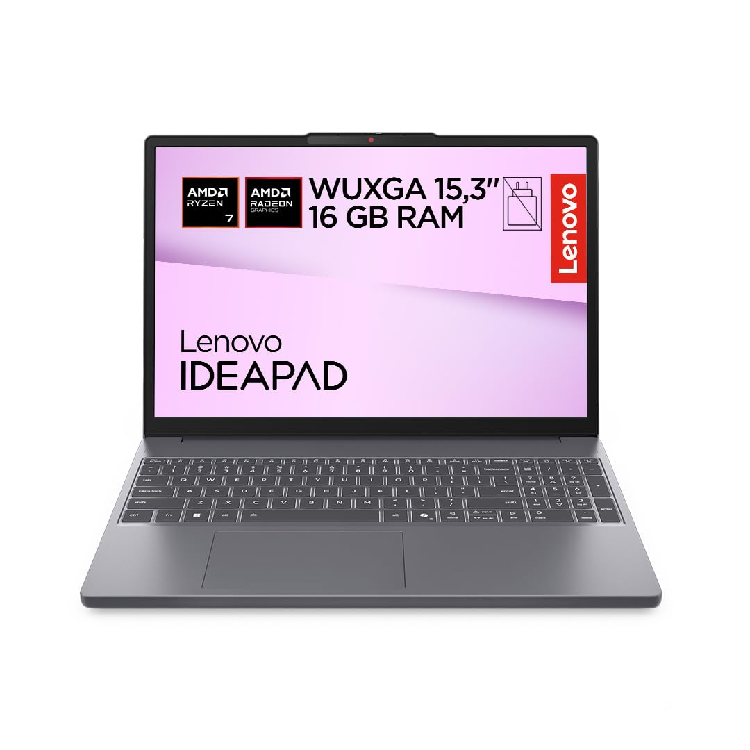 Portátil Lenovo IdeaPad Slim 3 Gen 10 15.3" (Ryzen 7 170, 16GB RAM, 1TB SSD, WUXGA, Wi-Fi 6, USB-C, Windows 11, Gris Luna, QWERTY)