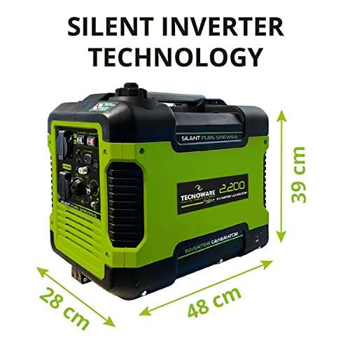 Tecnoware Generador de 2200 VA Inverter insonorizado, Monofásico 230 Vac, 50 Hz, Motor OHV de Combustión Interna con Gasolina (Depósito 4 L)