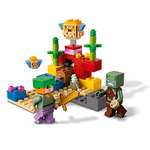 LEGO 21164 Minecraft El Arrecife de Coral, Juguete de Construcción Reconfigurable, Mini Figuras de Alex y Zombie