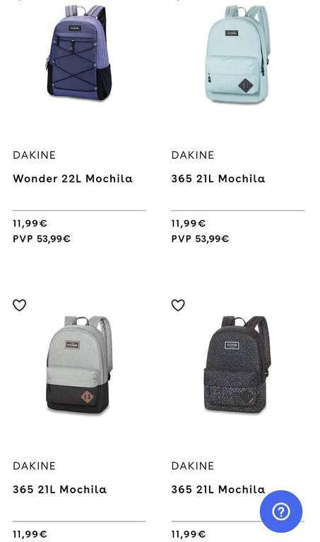 Dakine selección de mochilas a 11.99€