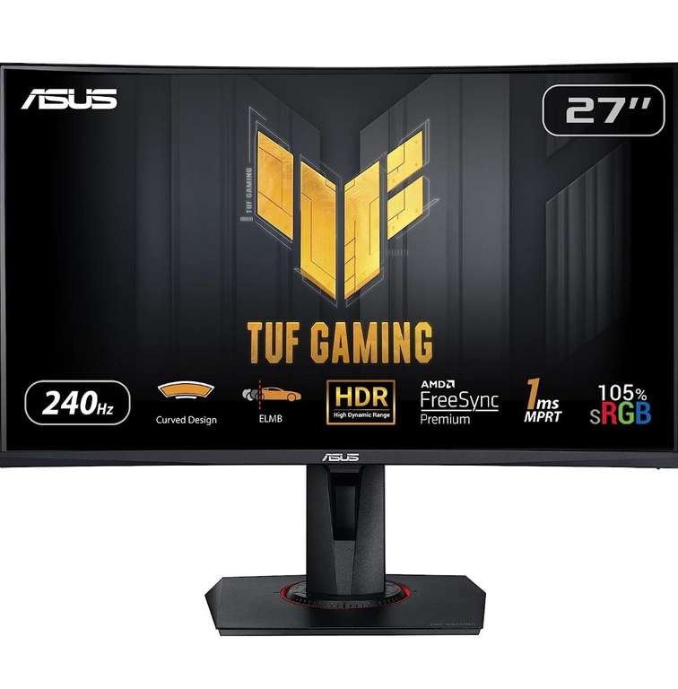 ASUS TUF Gaming VG27VQM - curvo (27", Full HD, 240 Hz, Extreme Low Motion Blur, Adaptive-Sync, FreeSync Premium, 1 ms (MPRT))