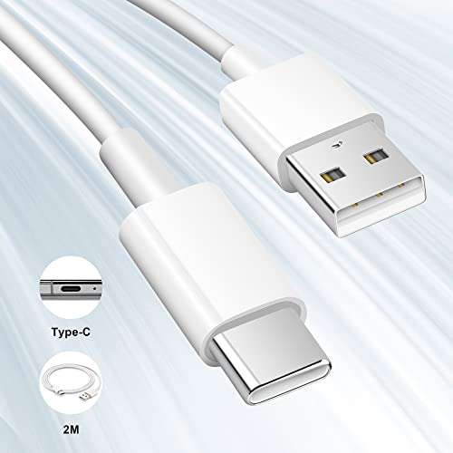 Cargador USB Múltiple de 15,5W y Cable Tipo C de 2m, Enchufe USB con 3 Puertos, Adaptador de Corriente USB 5V3,1A