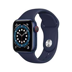 Apple Watch Series 6 (GPS + Cellular, 40 mm) Caja de Aluminio en Azul - Correa Deportiva Azul Marino Intenso