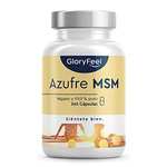 MSM 365 cápsulas veganas - 1600mg MSM (Metilsulfonilmetano) en polvo dosis diaria de azufre orgánico - 99,9% Puro - 6 meses de suministro