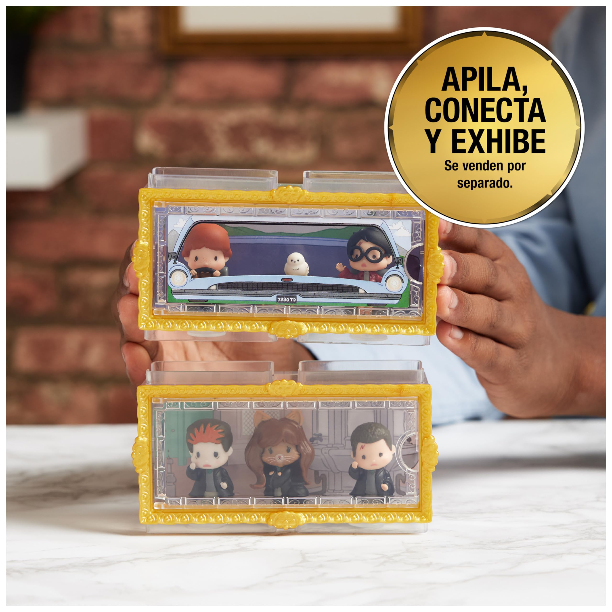 Harry Potter Wizarding World: 3 Figuras Harry, Ron y Hedwig + Coche Volador Micro Magical Moments