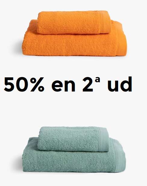 2ª Unidad al 50% en selección de toallas