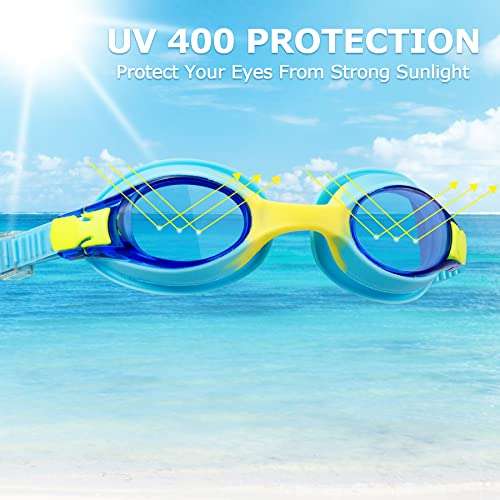 2 gafas de natación antivaho, protección UV,2 clips nasales , 2 tapones para oídos y 2 fundas